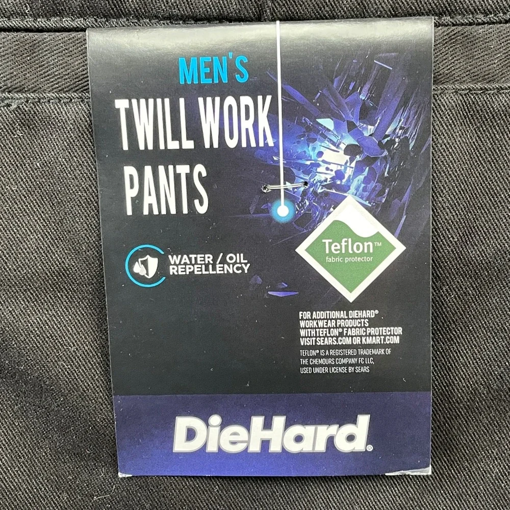 DieHard Work Pants Men 42x32 Black Twill Workwear Teflon Water Oil Repellent - Picture 4 of 10